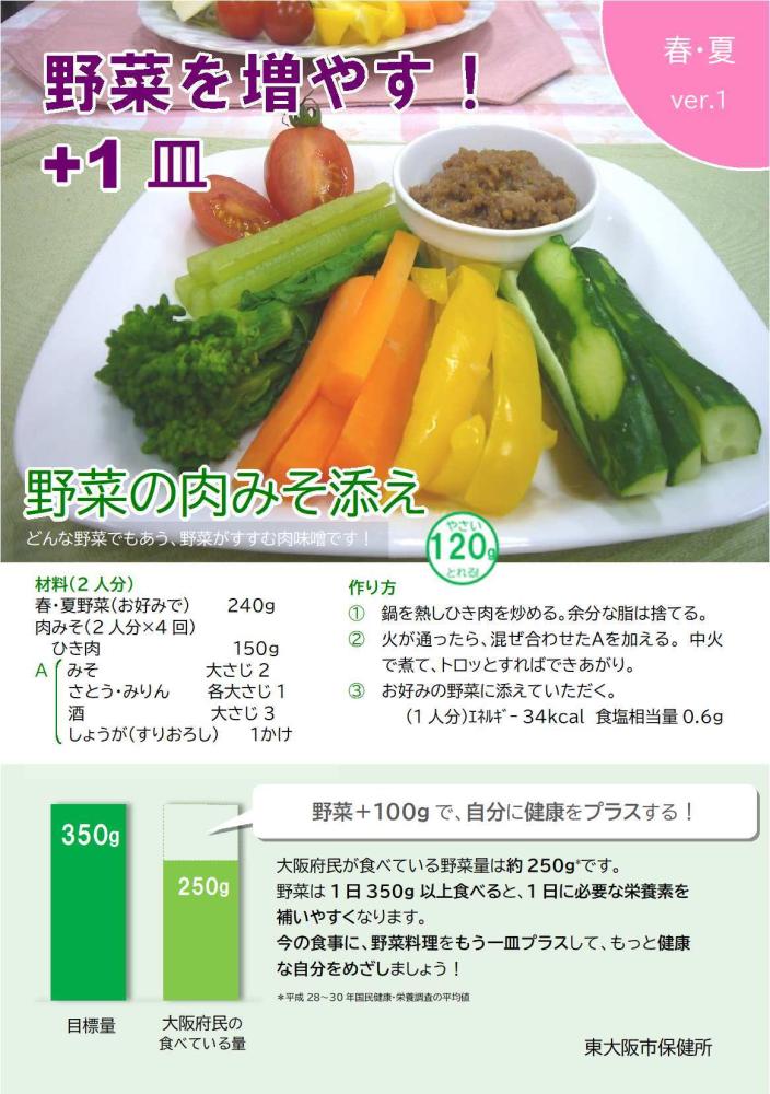 リーフレット「野菜を増やす！プラス1皿　春・夏ver.1」