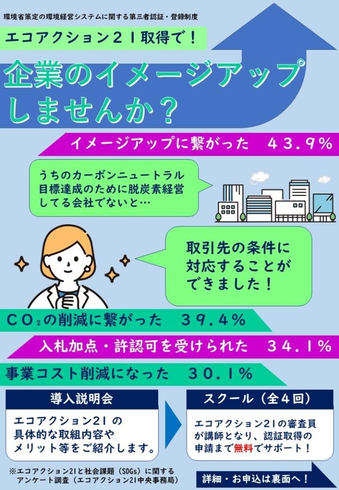 エコアクション21導入説明会及びスクールチラシ兼申込書表面